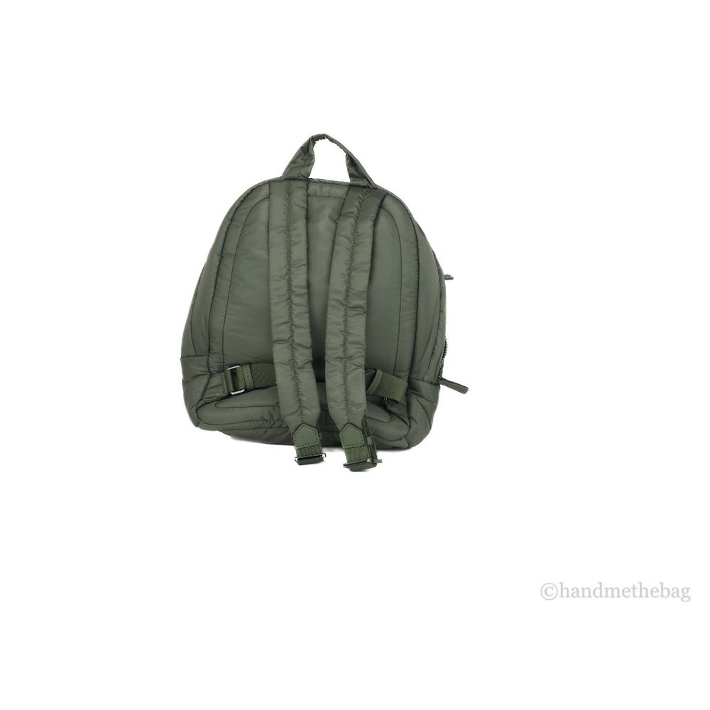 NWT Michael Kors Rae Medium Backpack Green Quilted Nylon Fabric Shoulder Bookbag - Picture 8 of 9